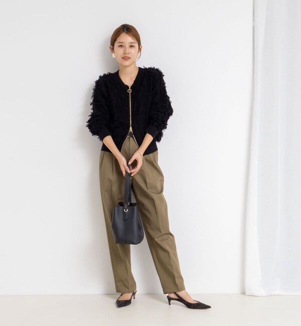 Rie Miller「《手洗い可能》カットジャガードジップアップカーディガン」|カーディガン|