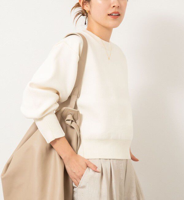 NOLLEY'S「《手洗い可能》スウェット風ニットプルオーバー」|ニット・セーター|オフホワイト