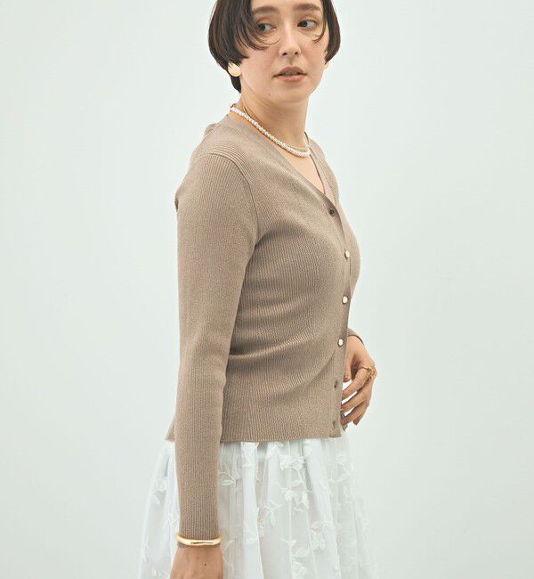 NOLLEY'S「《手洗い可能》リブ斜め柄Vネックカーディガン」|カーディガン|