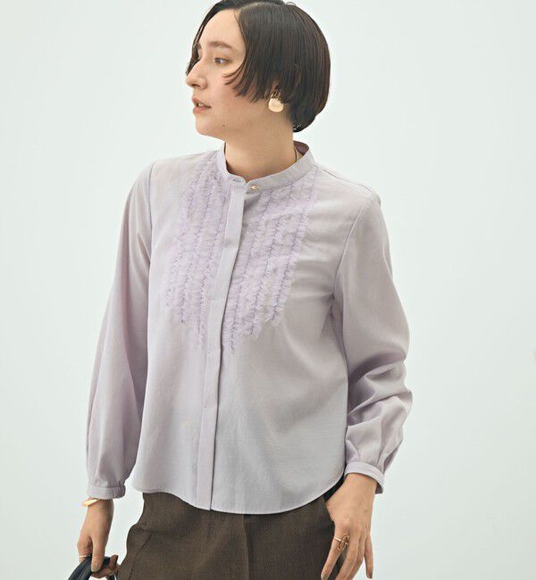 NOLLEY'S「ウォッシャブル前チュールフリルブラウス」|シャツ・ブラウス|