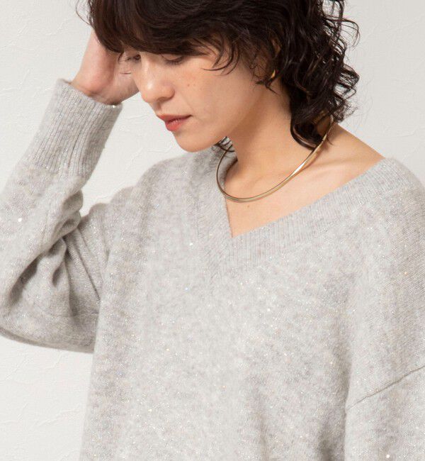 NOLLEY'S sophi「《手洗い可能》モヘヤスパンコールVネックプルオーバー」|ニット・セーター|