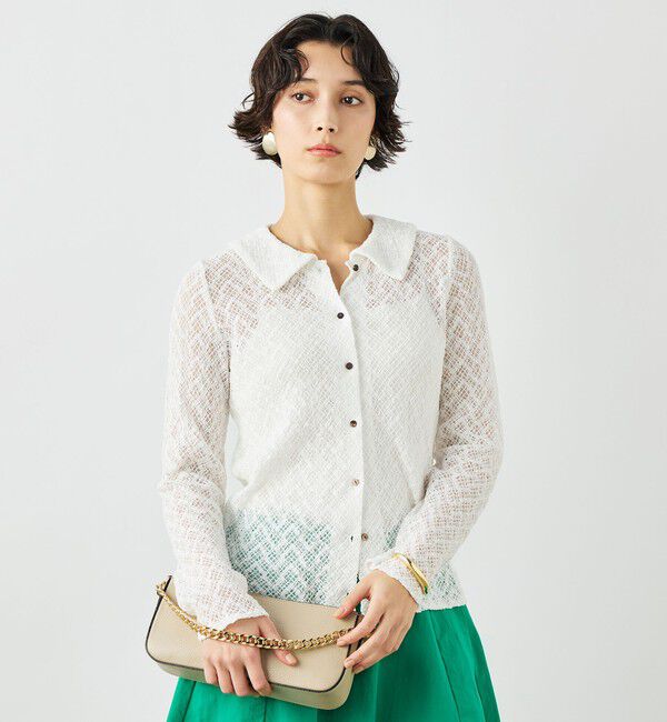 NOLLEY'S「ウォッシャブル襟付きレースカーディガン」|カーディガン|