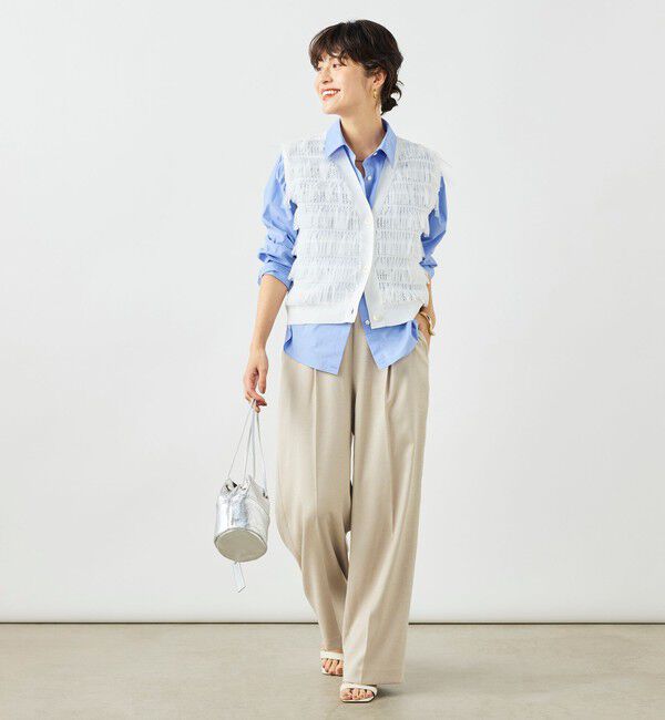 NOLLEY'S「《手洗い可能》チュールフリンジVネックベスト」|ベスト・ジレ|