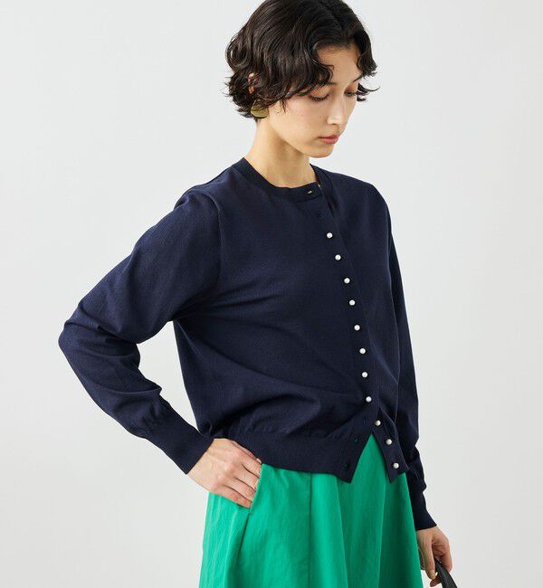 NOLLEY'S「《手洗い可能》コットンテックスクルーネックカーディガン」|カーディガン|