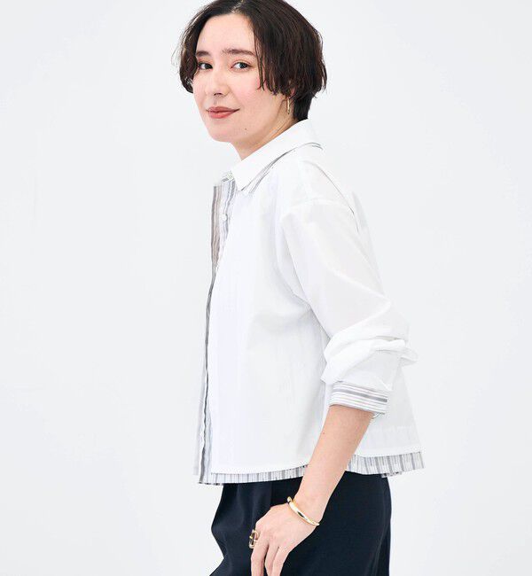 NOLLEY'S「ウォッシャブルレイヤード風ショート丈シャツ」|シャツ・ブラウス|
