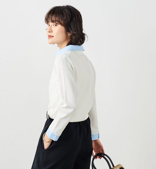 NOLLEY'S sophi「《手洗い可能》シャツレイヤード風スキッパーポロニット」|ニット・セーター|