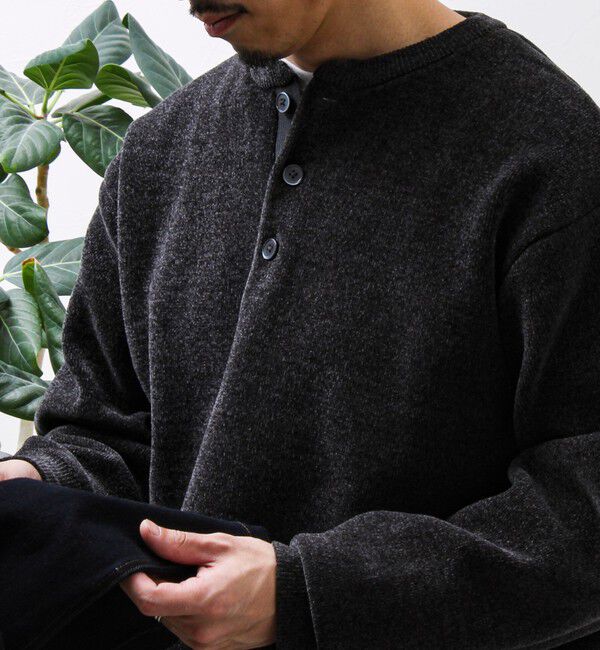 GLOSTER「【昨年人気アイテム再登場！チクチクしないニット】モールバックボーダー ヘンリーネックニット」|ニット・セーター|