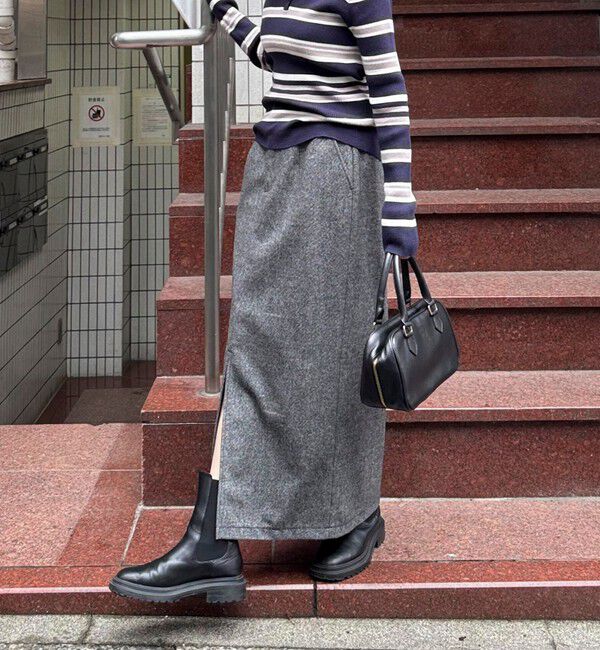 fredy emue「《セットアップ対応》ツィードタイトスカート」|タイト|チャコールグレー