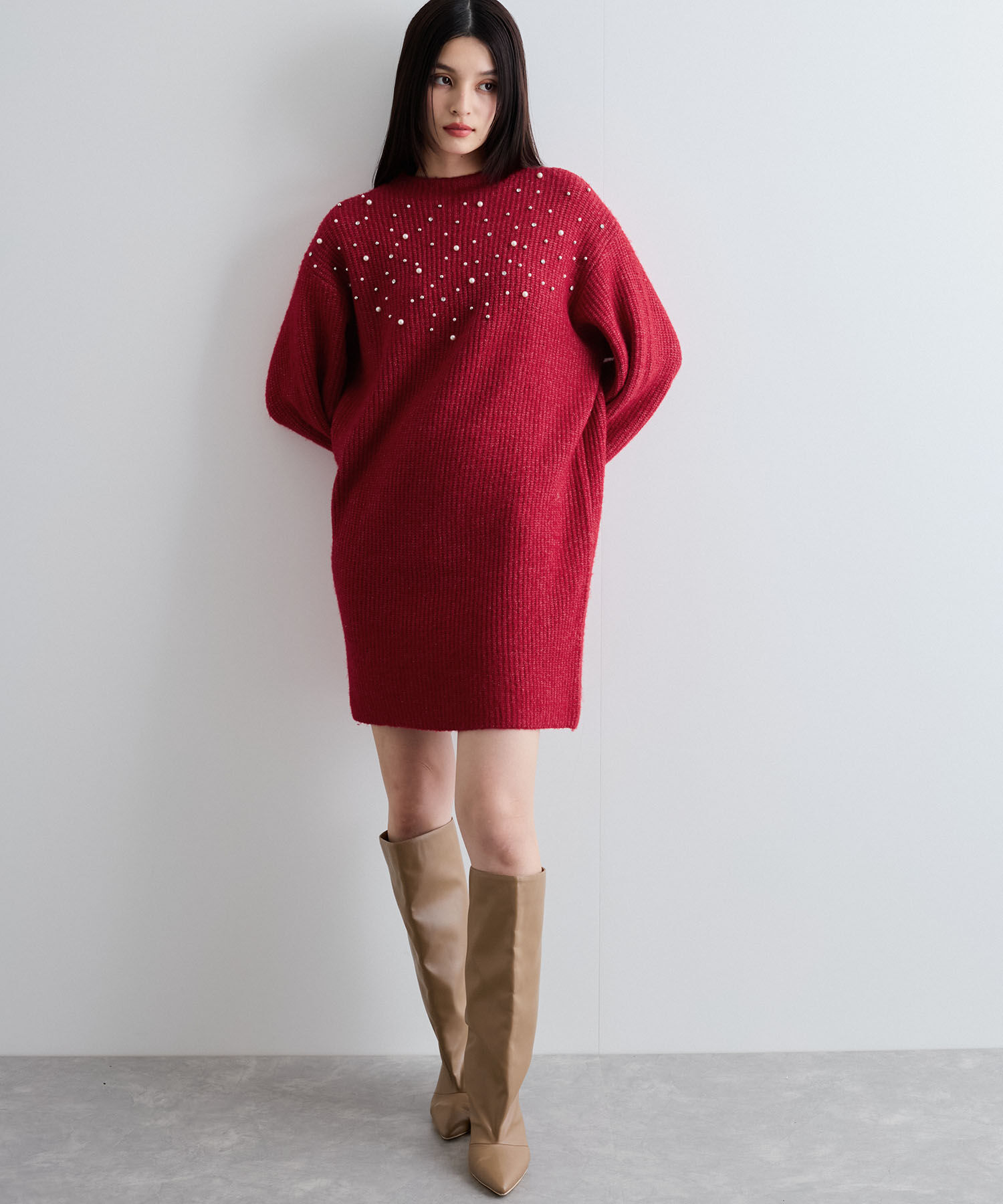 VIS「ビジュー付きニットワンピース」|ワンピース|