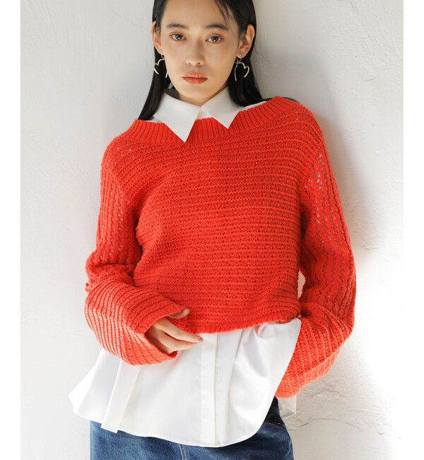 VIS「透かし編みニットプルオーバー」|ニット・セーター|