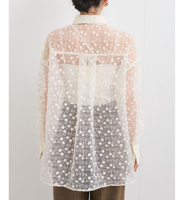 VIS「【洗える】アソートシアーシャツ(フラワー刺繍&無地）」|シャツ・ブラウス|