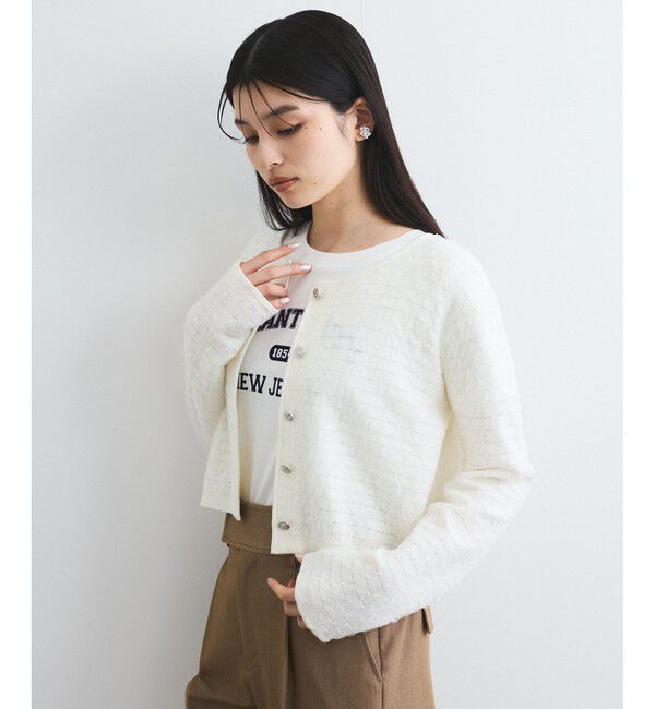 VIS「オーガンジーメタルボタンニットカーディガン」|カーディガン|