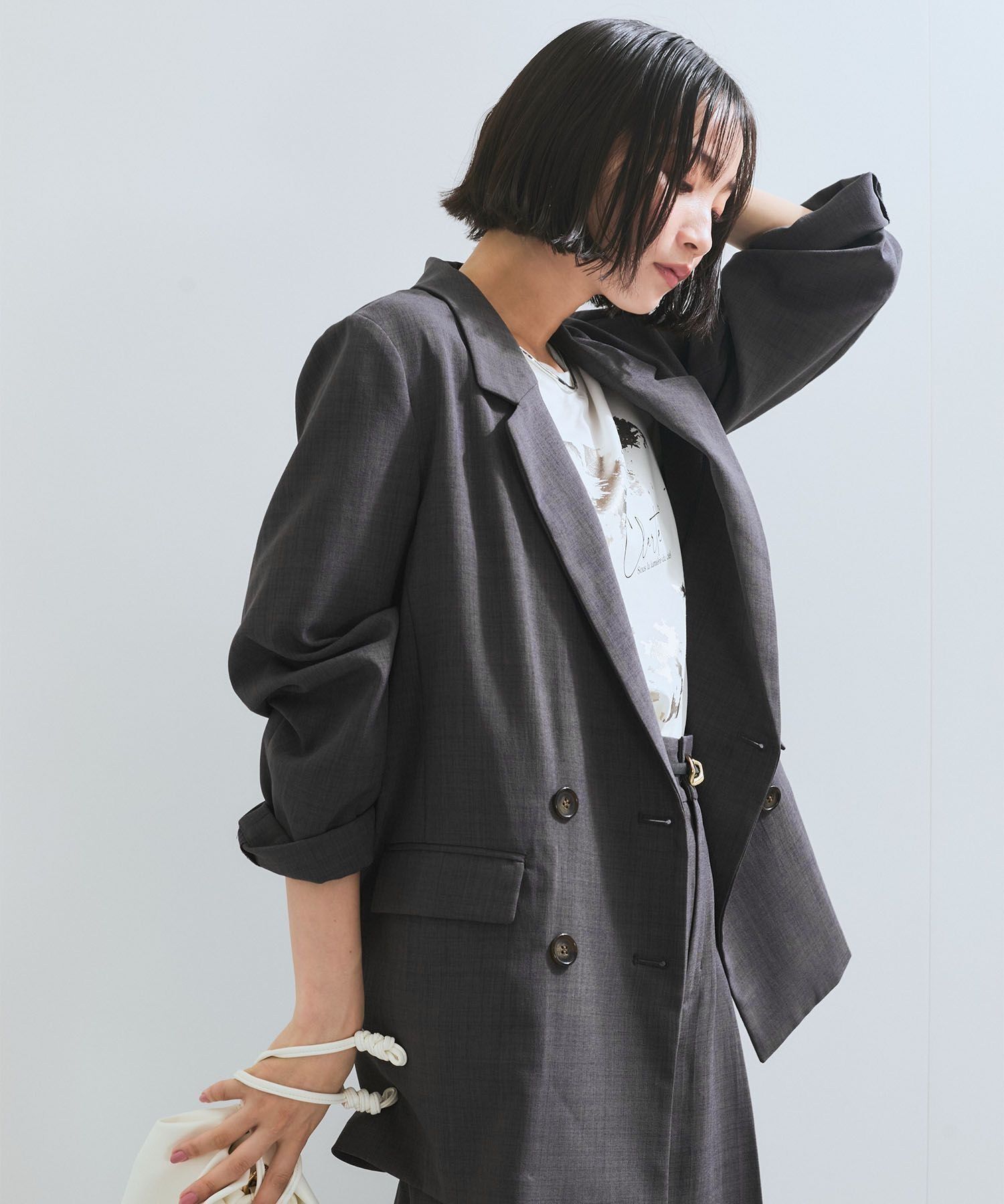 VIS「【美easy】リネンライクリラックスジャケット【接触冷感/洗える】【セットアップ対応】」|テーラードジャケット|