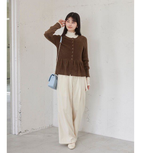 VIS「ペプラム切替モールニットカーディガン/イージーケア」|カーディガン|