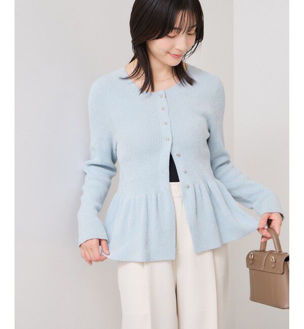 VIS「ペプラム切替モールニットカーディガン/イージーケア」|カーディガン|