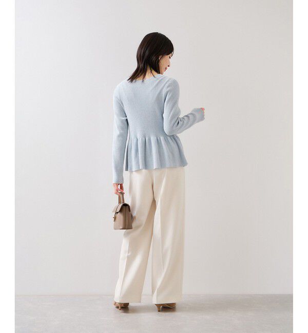 VIS「ペプラム切替モールニットカーディガン/イージーケア」|カーディガン|