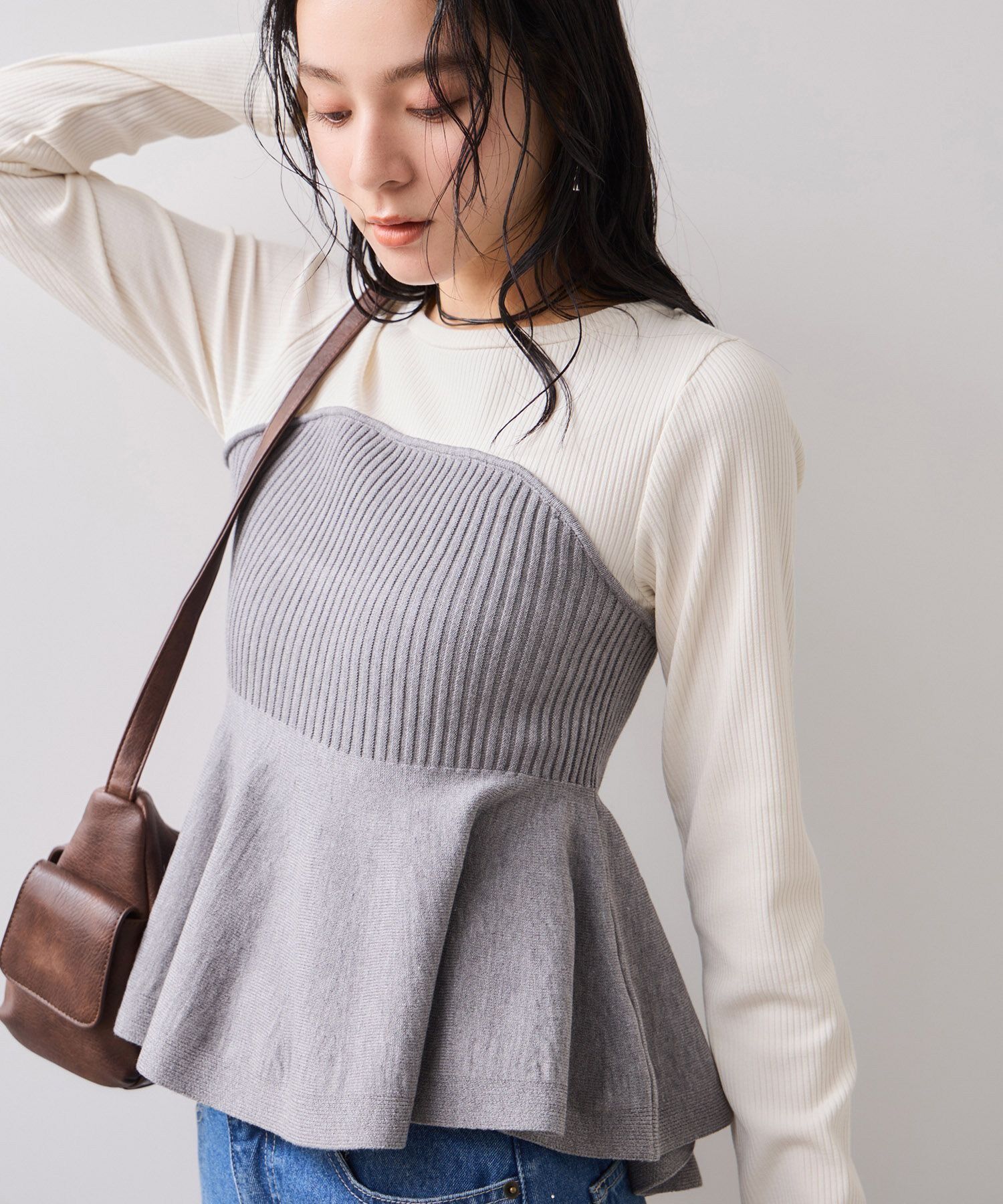 VIS「ペプラムニットドッキングプルオーバー」|ニット・セーター|