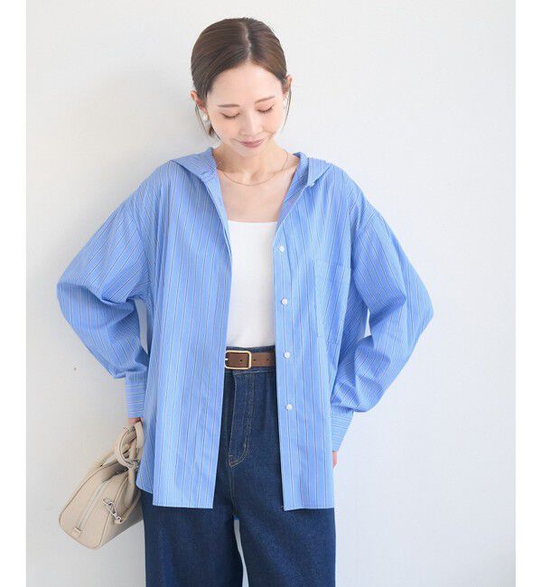 Rope&rsquo;Picnic「シャツフーディー」|シャツ・ブラウス|ブルー(44)