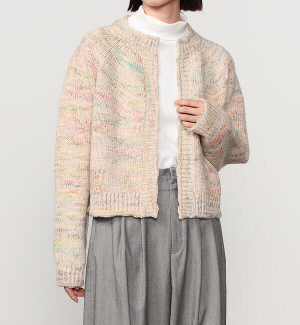 LE GLAZIK「LE GLAZIK | ミックスカラー クルーネックカーディガン WOMEN」|ニット・セーター|