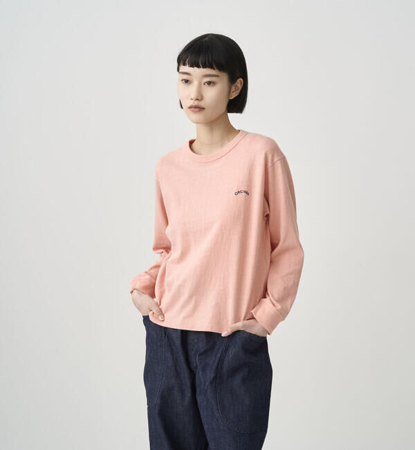 ORCIVAL「ORCIVAL | アンイーブンジャージー 刺繍ロングスリーブプルオーバー WOMEN」|Tシャツ・カットソー|PINK