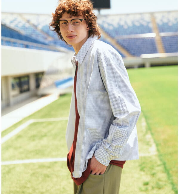 GYMPHLEX「Gymphlex | コットンタイプライター 長袖ジップシャツ MEN」|シャツ・ブラウス|