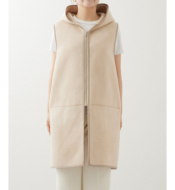 THE PAUSE「【THE PAUSE】ボアフードロングジレ」|ベスト・ジレ|