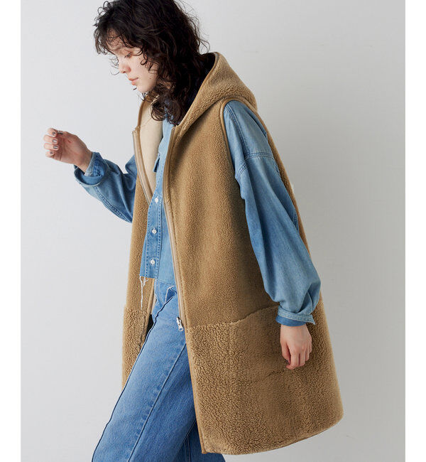 THE PAUSE「【THE PAUSE】ボアフードロングジレ」|ベスト・ジレ|