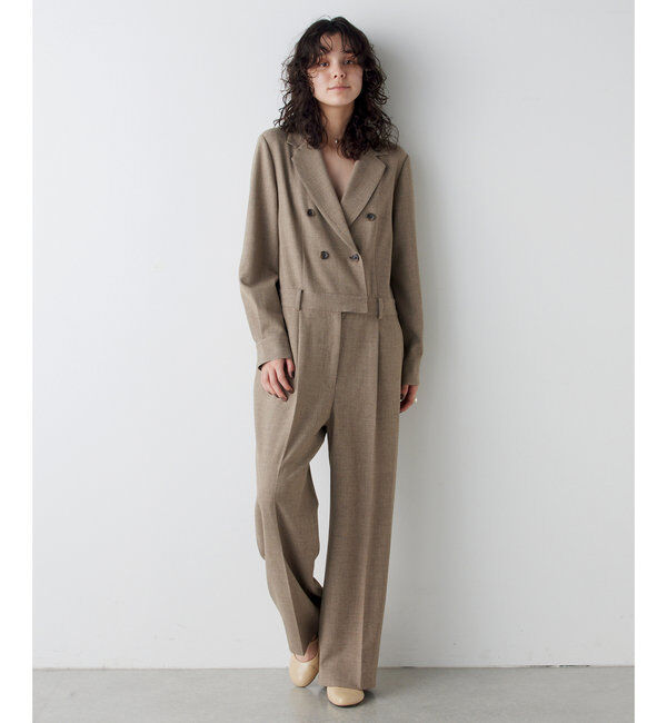 THE PAUSE「《コラボカラー》【THE PAUSE】テーラーカラージャンプスーツ」|ワンピース|ベージュ