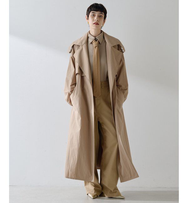  「ロングトレンチコート」|トレンチコート|モカ