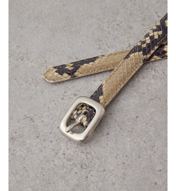 Hoaw.「【Hoaw.】型押しパイソンナローベルト」|ベルト|