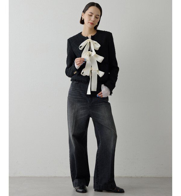  「センタープレスブラックデニムパンツ」|デニム|