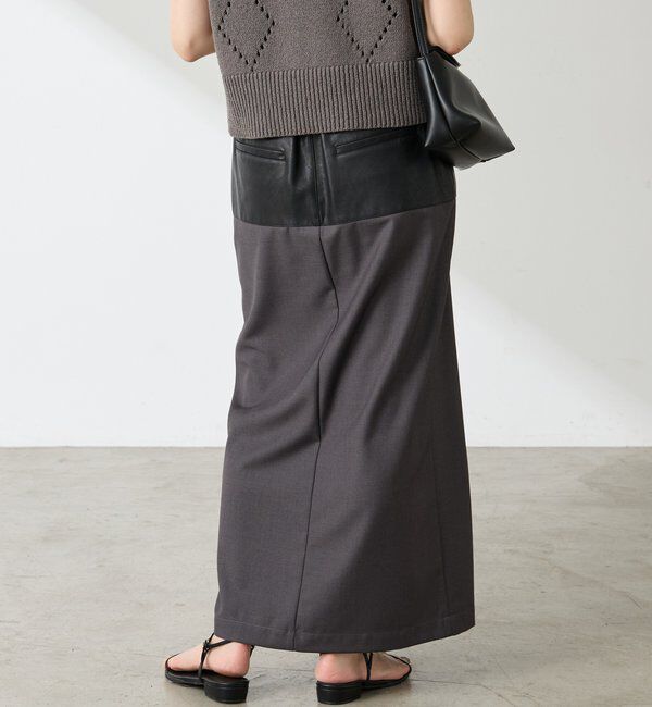  「レザーコンビタイトスカート」|スカート|