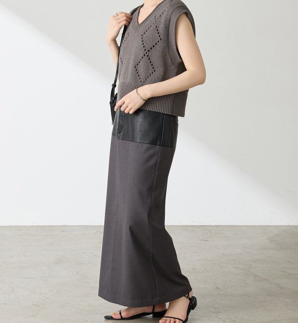  「レザーコンビタイトスカート」|スカート|