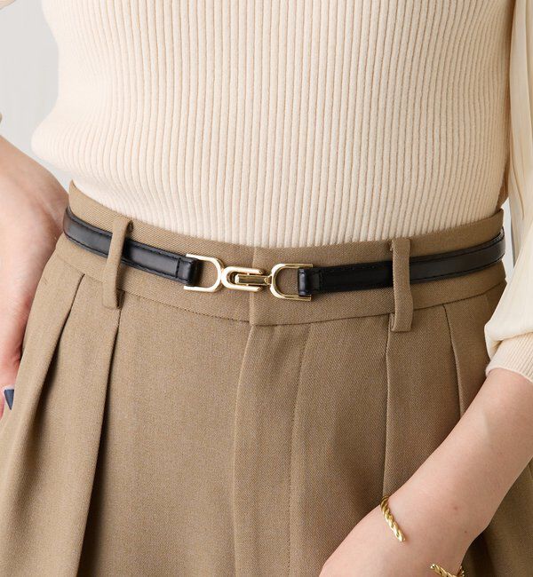  「【PAPILLONNER/パピヨネ】ビットバックルスライドベルト」|ベルト|ブラック