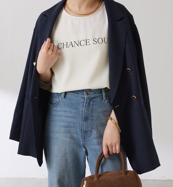  「袖ラメリブ2WAYロゴロンT」|Tシャツ・カットソー|