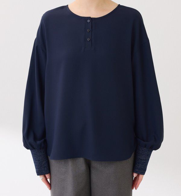  「袖ラメリブ2WAYロゴロンT」|Tシャツ・カットソー|