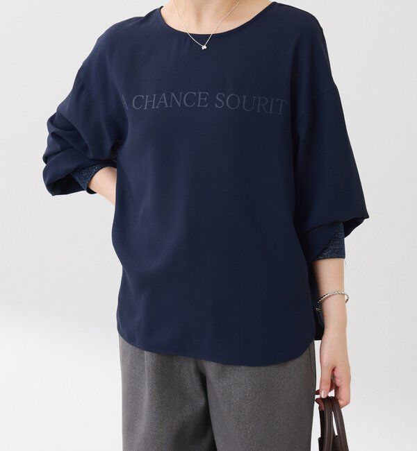  「袖ラメリブ2WAYロゴロンT」|Tシャツ・カットソー|