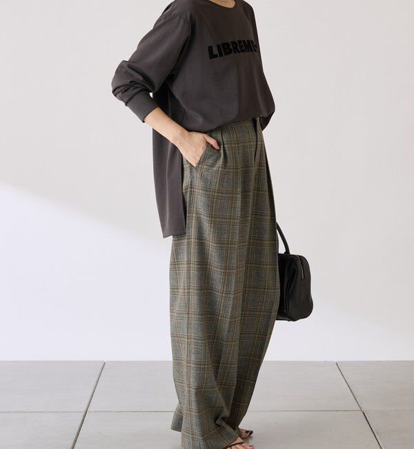  「フロッキーロゴ袖リブロンT/Tブラウス」|Tシャツ・カットソー|