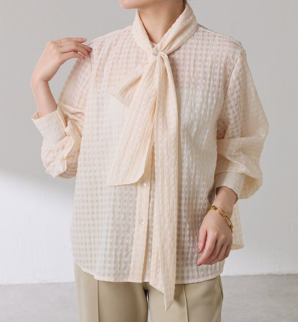  「ボウタイチェックブラウス」|シャツ・ブラウス|