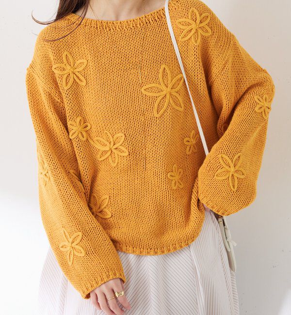  「フラワールーズコットン混ニット」|ニット・セーター|