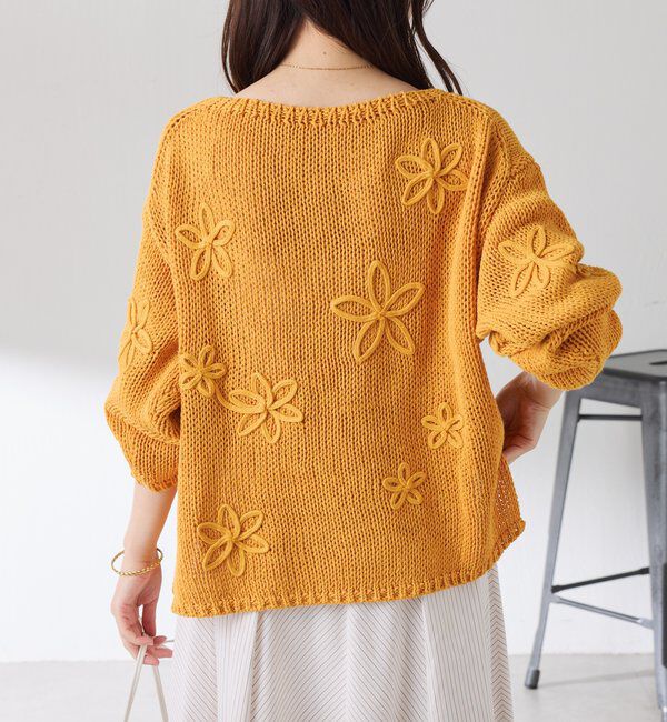  「フラワールーズコットン混ニット」|ニット・セーター|