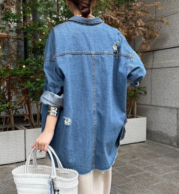  「【新色追加】ダメージデニムシャツ」|シャツ・ブラウス|