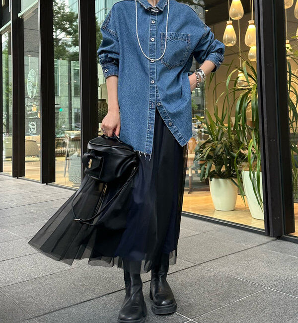  「【新色追加】ダメージデニムシャツ」|シャツ・ブラウス|