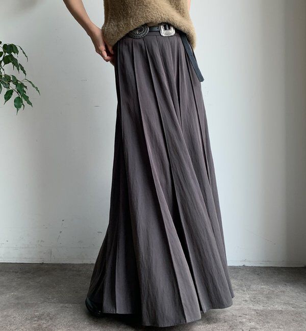  「パネルプリーツスカート」|スカート|チャコールグレー
