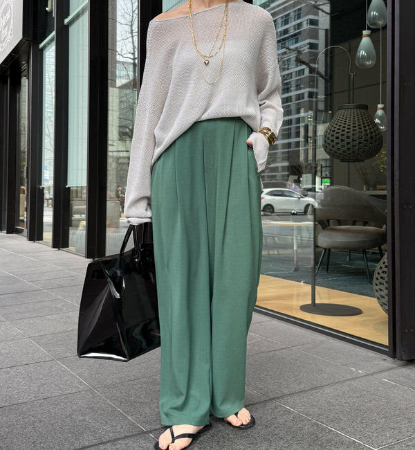  「接触冷感ワイドパンツ」|チノ|