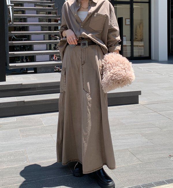  「綿リヨセルピグメント加工カーゴスカート」|スカート|