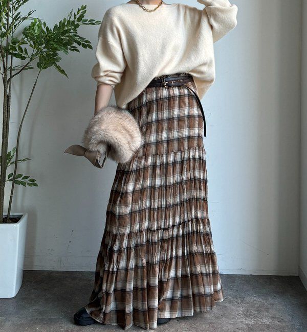  「チェックワッシャースカート」|スカート|