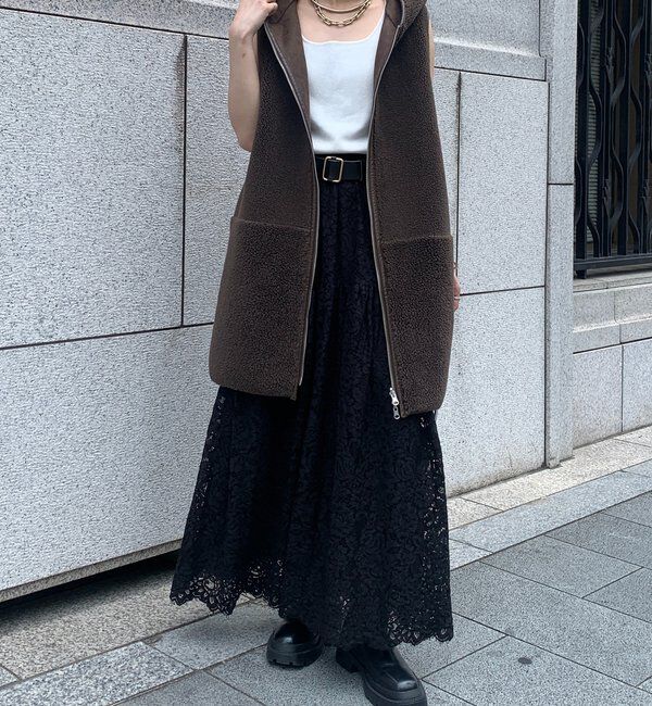  「ボア切替フーディージレ」|ベスト・ジレ|