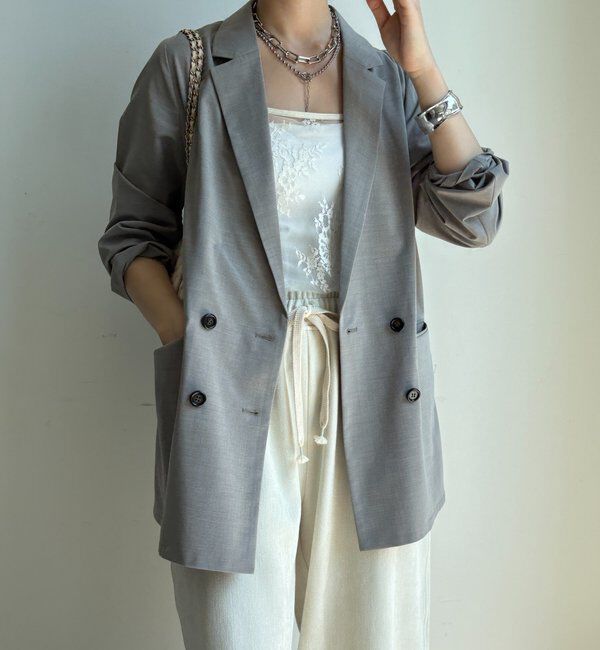  「ダブルブレストジャケット」|テーラードジャケット|グレージュ