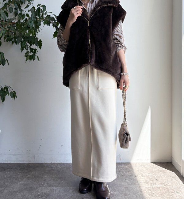  「フェイクミンクフーディージレ」|ベスト・ジレ|